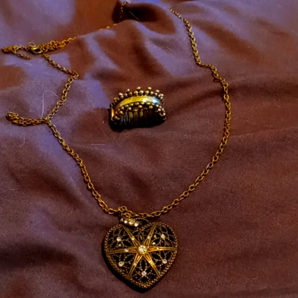 Heart necklace and ring